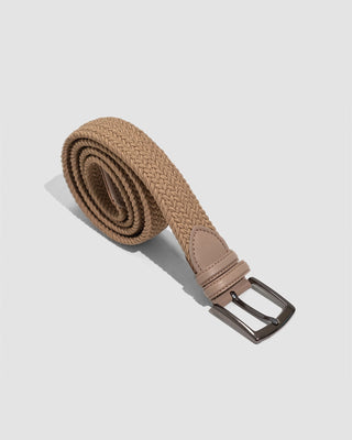Beige Square Buckle Casual Woven Belt