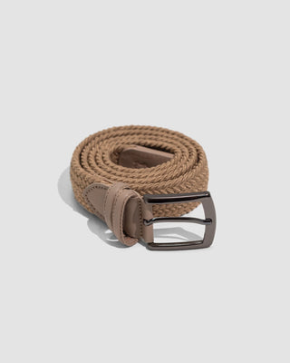 Beige Square Buckle Casual Woven Belt