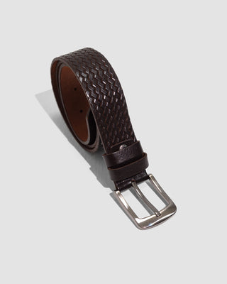 Full Grain Woven Dark Brown Leather Belt