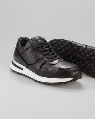 Sporty Black Leather Sneakers