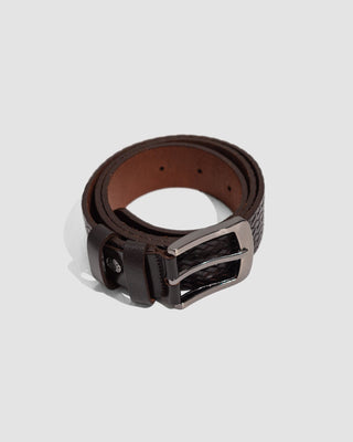 Full Grain Woven Dark Brown Leather Belt