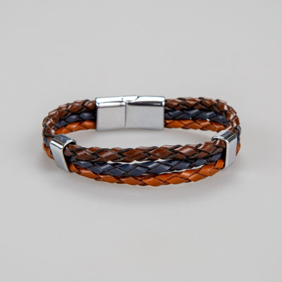 Brown & Blue Leather Bracelet