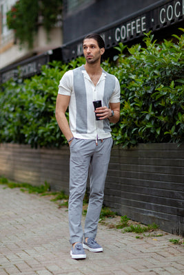 Slim Fit Striped Gray Trouser