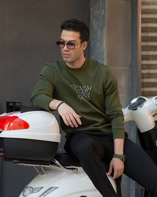 Long Sleeve Olive Green Crewneck Sweater