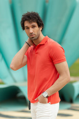 Slim Fit Orange Polo T-Shirt