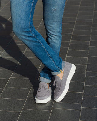 Tassel Loafers Suede Gray