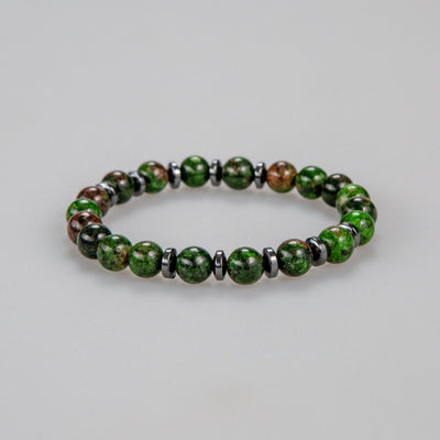 Grass green Beads with Hematite discs Bracelet