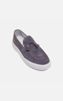 Tassel Loafers Suede Gray