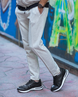 Sporty Black Leather Sneakers