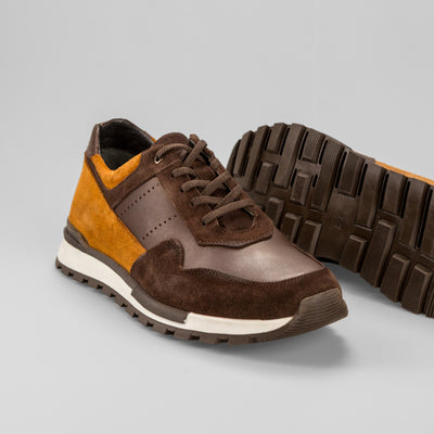 Brown Contrast Retro Running Sneakers
