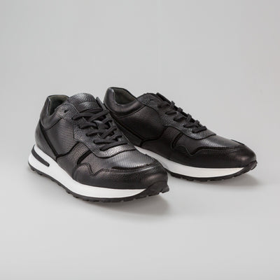 Sporty Black Leather Sneakers